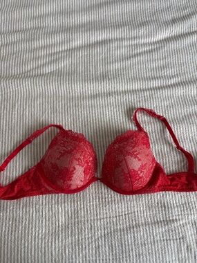 Victoria’s Secret Red lace bedazzled push up bra